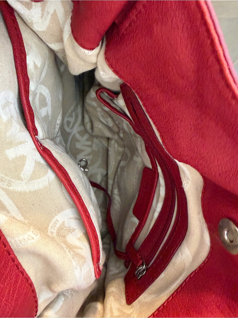 Michael Kors Red Leather Chain-Handle Shoulder Bag - Picture 10 of 15
